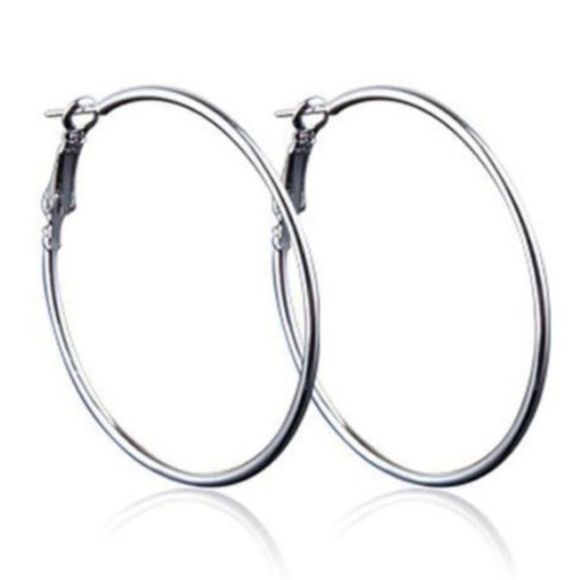 CLEARANCE SALE Women's Big Silver Circle Hoop Bohemian Pierced Fashion Earrings - Picture 1 of 6